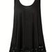 Plus Size Casual Tank Top, Women's Plus Solid Contrast Lace Trim Round Neck High Stretch Tank Top