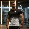 Homme T shirt Tee T-shirt de sport Col Ras du Cou Manche Courte Sport Loisir Vacances Casual Quotidien Gymnastique Séchage rapide Respirable Dégradé Noir / Blanc Blanche Tenues de Sport Mode basique