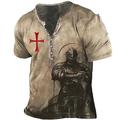 Graphic Chevaliers templiers Mode Design basique Homme 3D effet Chemise Henley Shirt Chemise à manches courtes T-shirt T-shirt T-shirt Plein Air Casual Vacances T-shirt Noir Marron clair Marron