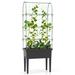 Costway Self-watering Raised Garden Bed Elevated Planter with Climbing Trellis-Black