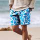 Herren Boardshorts Badeshorts Badehose Schwimmshorts Bademode Kordelzug mit Mesh-Futter Elastische Taille Herz Komfort Atmungsaktiv Kurz Festtage Urlaub Strand Urlaub Hawaiianisch Rote Blau