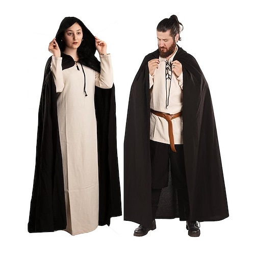 Retro Vintage Punk Gothic Mittelalterlich Umhang Cosplay Kostüm Hexe Magier Wikinger Hexen Elfen Einfarbig Kostüm Herren Damen Unisex Keltisch Vikinger Fantasie Halloween Karneval Maskerade Image