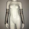 Transparenter Mesh-Strassstein Handlose Handschuhe Lange Handschuhe Metallisch Glanz Sexy Spitze Für Scheibe Cosplay Karneval Damen Modeschmuck Modeschmuck