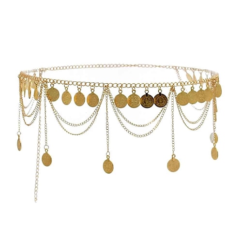 Danza del ventre Accessori danza e ballo Cintura Catene in metallo Monetine dorate Monetine argentate Per donna Prestazioni Addestramento Alto Lega