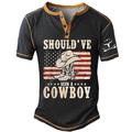 avrebbe dovuto essere un cowboy americano bandiera degli stati uniti scarpa men's casua t shirt tee henley camicia sport all'aria aperta vacanza uscire t-shirt nero blu navy blu manica corta henley