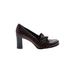 Franco Sarto Heels: Loafers Chunky Heel Work Brown Solid Shoes - Women's Size 7 - Round Toe