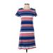 Talbots Casual Dress - Shift Crew Neck Short sleeves: Blue Print Dresses - Women's Size X-Small