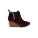 TOMS Ankle Boots: Burgundy Plaid Shoes - Women's Size 7 1/2