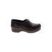 Dansko Mule/Clog: Slip On Wedge Boho Chic Burgundy Print Shoes - Women's Size 37 - Round Toe