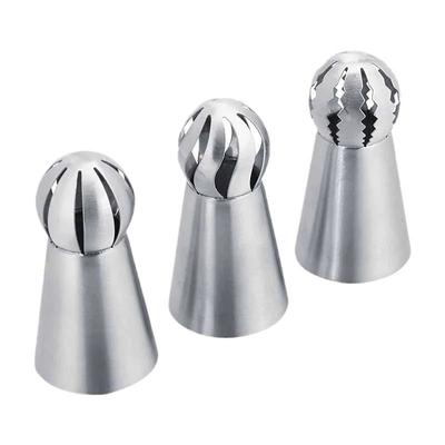 3pcs Sphere Torch Stainless Steel Piping Nozzle Cream Cake Baking Integral Forming Piping Tool