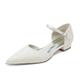 Women's Wedding Shoes Flats Print Shoes Wedding Party Daily Embroidered Wedding Flats Bridal Shoes Bridesmaid Shoes Embroidery Flat Heel Pointed Toe Elegant Fashion Lace Ankle Strap Black White Ivory