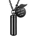 cylinder urn necklace for ashes cremation jewelry/keychain for human pet stainless steel memorial keepsake pendant with angel wing charm ashes jewelry-silver m