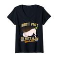 Damen Frenchie DID'T FART MY BUTT BLEW YOU A KISS Lustig Frenchie T-Shirt mit V-Ausschnitt