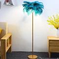 Floor Light Standing Reading Lamp Modern Ostrich Feather Gold Floor Lamp Metal Bronze Nordic Standing Lamp Villa Hotel Decor Lighting Bedroom Bedside Floor Lamp Christmas gift