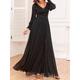 Women's Black Dress Prom Dress Party Dress Long Dress Maxi Dress Black Long Sleeve Dot Sparkly Spring Fall Winter V Neck Fashion Winter Dress Wedding Guest Evening Party 2023 S M L XL