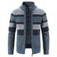 Men's Sweater Cardigan Sweater Zip Sweater Sweater Jacket Ribbed Knit Knitted Color Block Stand Collar Fashion Casual Sports Daily Wear Clothing Apparel Fall Winter Navy Blue Blue M L XL