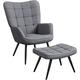 Yaheetech - Fauteuil Salon Chaise avec Repose-Pied Moderne Fauteuil Relax avec Pouf en Tissu Effet