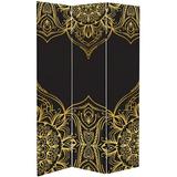 Oriental Furniture 6 ft. Tall Black Mandalas Canvas Room Divider - 3 Panel