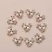 40PCS Pearl Flower Rhinestone Buttons Sparkling Crystal Headwear Accessories Hairpins Decoration Clothes Sewing Tools(0.66inch Gold)