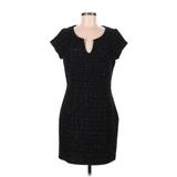 ABS Collection Casual Dress - Sheath Keyhole Short Sleeve: Black Tweed Dresses - Women's Size 8