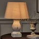 Dibor French Country Table Lamp Distressed Effect Ceramic Pillar Vase Desk Lamp With Linen Shade Bedside Night Light Home Table Lamp