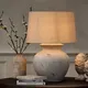 Dibor French Country Style Table Lamp Distressed Effect Vase Desk Lamp With Linen Shade Bedside Table Nightstand Home Office Desk Light