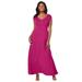 Plus Size Women's Stretch Knit V-Neck Maxi Dress by Jessica London in Raspberry (Size 20 W)