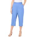 Plus Size Women's Flat Front Linen Capri by Catherines in Stone Blue (Size 6X)