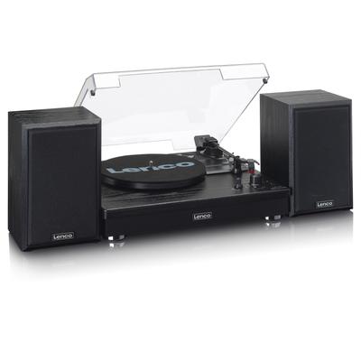 LENCO Plattenspieler "LS-101BK Plattenspieler mit Bluetooth und separaten Lautsprechern", schwarz, B:17cm H:45cm T:54cm, Plattenspieler