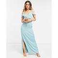 Oasis Bridesmaid ruffle satin maxi dress in pale green