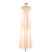 Venus Casual Dress - A-Line Plunge Sleeveless: Pink Print Dresses - Women's Size 2