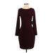 Express Casual Dress - Sheath: Burgundy Solid Dresses - Women's Size Small