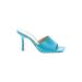 Marc Fisher Heels: Slip-on Stilleto Cocktail Blue Solid Shoes - Women's Size 8 - Open Toe