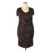 Miss Tina by Tina Knowles Casual Dress - Sheath Scoop Neck Short sleeves: Black Dresses - Women's Size 2X-Large