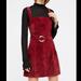 Free People Dresses | Free People Square Neck Cow Leather Suede Ring Belted Mini Dress Size 2 | Color: Red | Size: 2