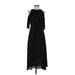 Who What Wear Casual Dress - Midi: Black Polka Dots Dresses - Women's Size Small