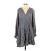 Dress Forum Casual Dress - A-Line V Neck Long sleeves: Blue Print Dresses - Women's Size Small