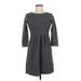 Jon & Anna Casual Dress - A-Line High Neck 3/4 sleeves: Gray Print Dresses - Women's Size Medium