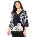 Plus Size Women's Crochet Trim Tunic by Catherines in Black Floral (Size 1X)