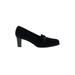 Stuart Weitzman Heels: Slip-on Chunky Heel Classic Black Solid Shoes - Women's Size 7 - Almond Toe