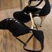 Zara Shoes | Black Suede Heels With Gold Chrome Heel Size 37 | Color: Black/Gold | Size: 7