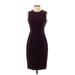 Calvin Klein Casual Dress - Sheath High Neck Sleeveless: Burgundy Print Dresses - Women's Size 2