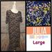 Lularoe Dresses | Nwt Lularoe Leaf Print Julia Dress Lg | Color: Blue/Gold | Size: L