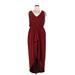 Calvin Klein Cocktail Dress - Midi V-Neck Sleeveless: Burgundy Dresses - New - Women's Size 14
