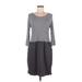 Amadi Casual Dress - Sheath Scoop Neck 3/4 sleeves: Gray Color Block Dresses - Women's Size Medium