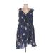 City Chic Casual Dress - Wrap V-Neck Sleeveless: Blue Floral Dresses - Women's Size 20 Plus