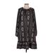 Suzanne Betro Casual Dress - Shift High Neck Long sleeves: Black Dresses - Women's Size Medium