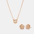 Coach Jewelry | Coach Rose Gold Open Circle Necklace + Tea Rose Stud Set | Color: Gold/Pink | Size: Os