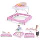 COSTWAY 5 in 1 Baby Walker, Foldable Push Along Walkers with Adjustable Height, Removable Cushion, Music & Lights, Toddler First Steps Early Development Toy for Babies 7-14 Months (Pink)