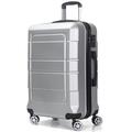 BuzToz Luggage,Carry-on 20 14-inch Cosmetic Case, Spinner Wheels, TSA Lock,Lightweight, Silver, 20in_Carry on with 14in Cosmetic case, Luggage,Carry-on 20-inch with 14-inch Cosmetic Case, Spinner